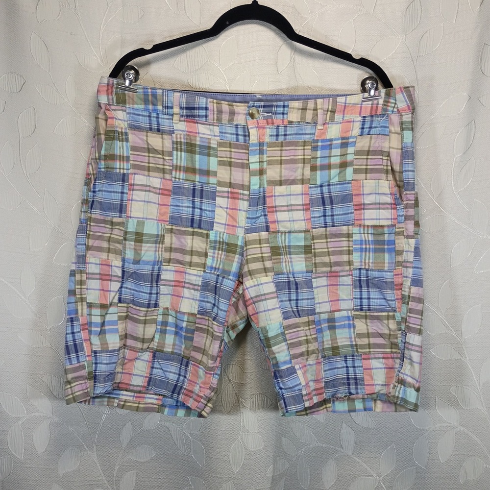 LL Bean Favorite Fit Patchwork Plaid Shorts Womens 18 Multi Color Cotton 301420